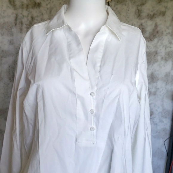 Talbots Blouse Shirt White Long Sleeve Pullover Stretch Women's Size 8 - Picture 3 of 12